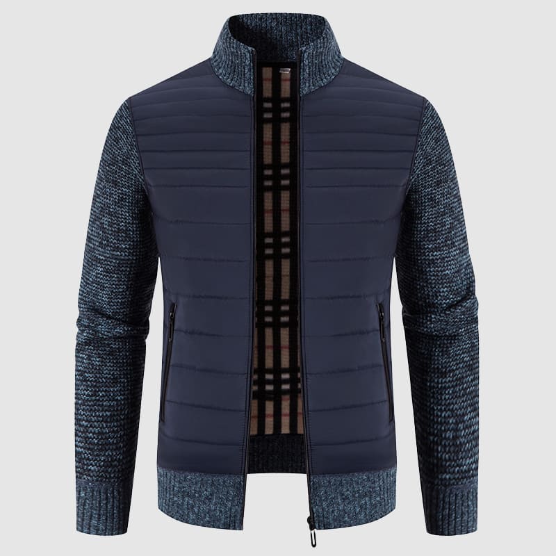 Everest - Men's Quilted Puffer Cardigan with Ribbed Knit Sleeves