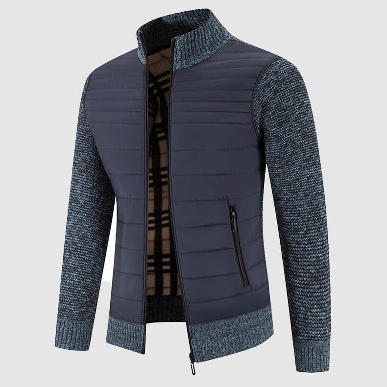 Everest - Men's Quilted Puffer Cardigan with Ribbed Knit Sleeves
