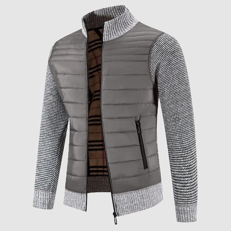 Everest - Men's Quilted Puffer Cardigan with Ribbed Knit Sleeves