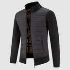 Everest - Men's Quilted Puffer Cardigan with Ribbed Knit Sleeves