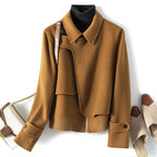 Everly - Women's Cropped Wool Jacket with Notch Collar