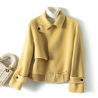 Everly - Women's Cropped Wool Jacket with Notch Collar