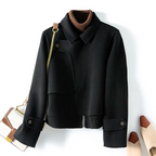 Everly - Women's Cropped Wool Jacket with Notch Collar