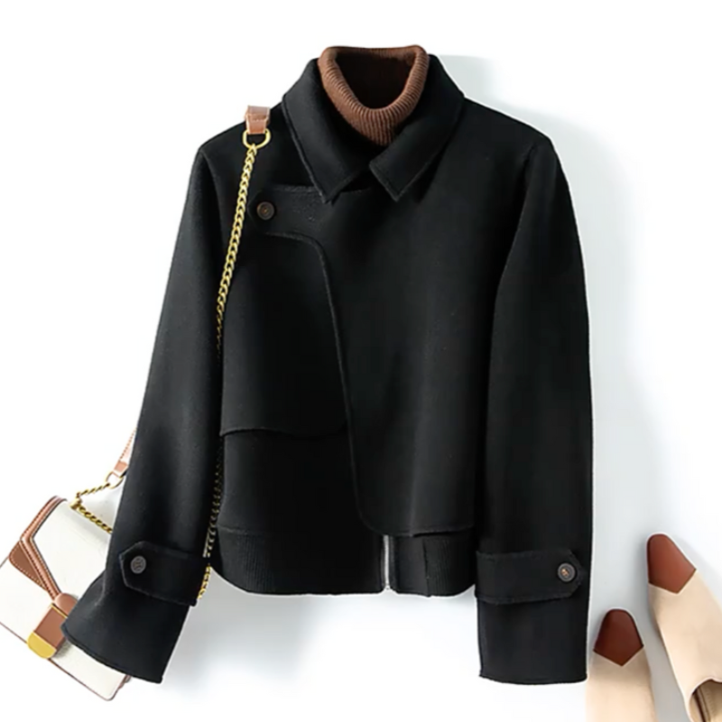 Everly - Women's Cropped Wool Jacket with Notch Collar