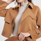 Everly - Women's Cropped Wool Jacket with Notch Collar