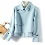 Everly - Women's Cropped Wool Jacket with Notch Collar