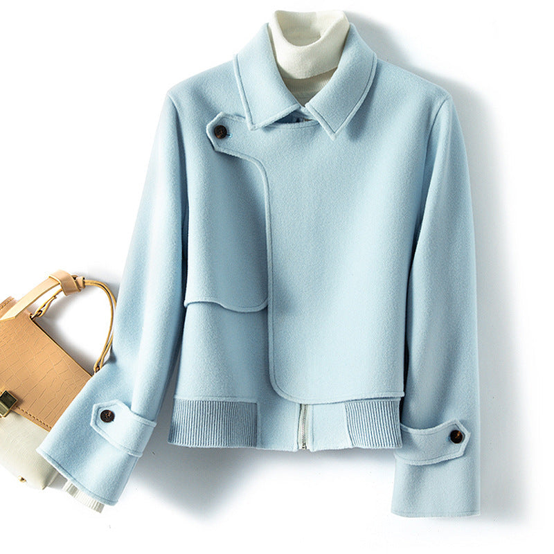 Everly - Women's Cropped Wool Jacket with Notch Collar