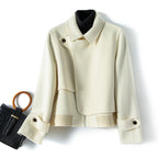 Everly - Women's Cropped Wool Jacket with Notch Collar