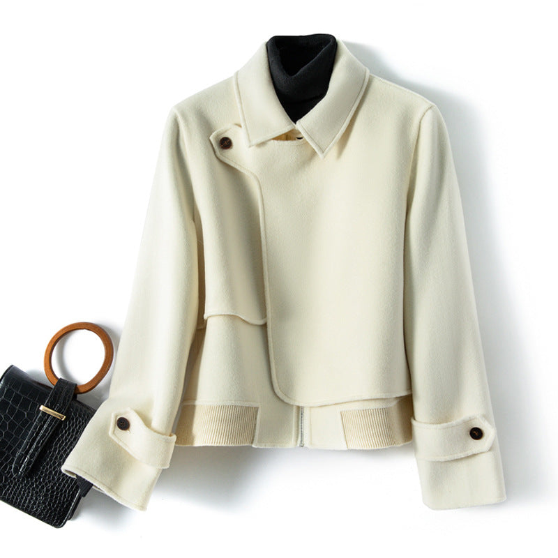 Everly - Women's Cropped Wool Jacket with Notch Collar