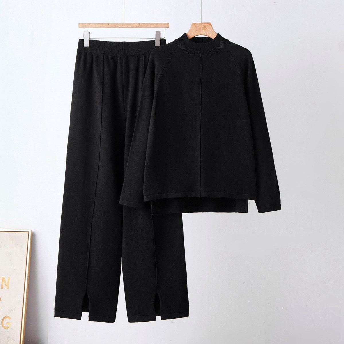 Evie - Women's Mock Neck Sweater and Wide-Leg Pants Set 2