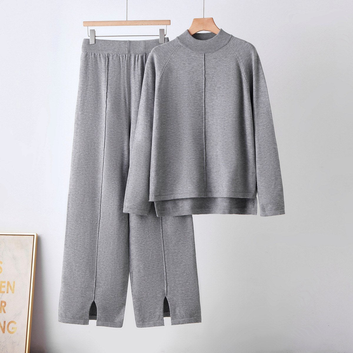 Evie - Women's Mock Neck Sweater and Wide-Leg Pants Set 4