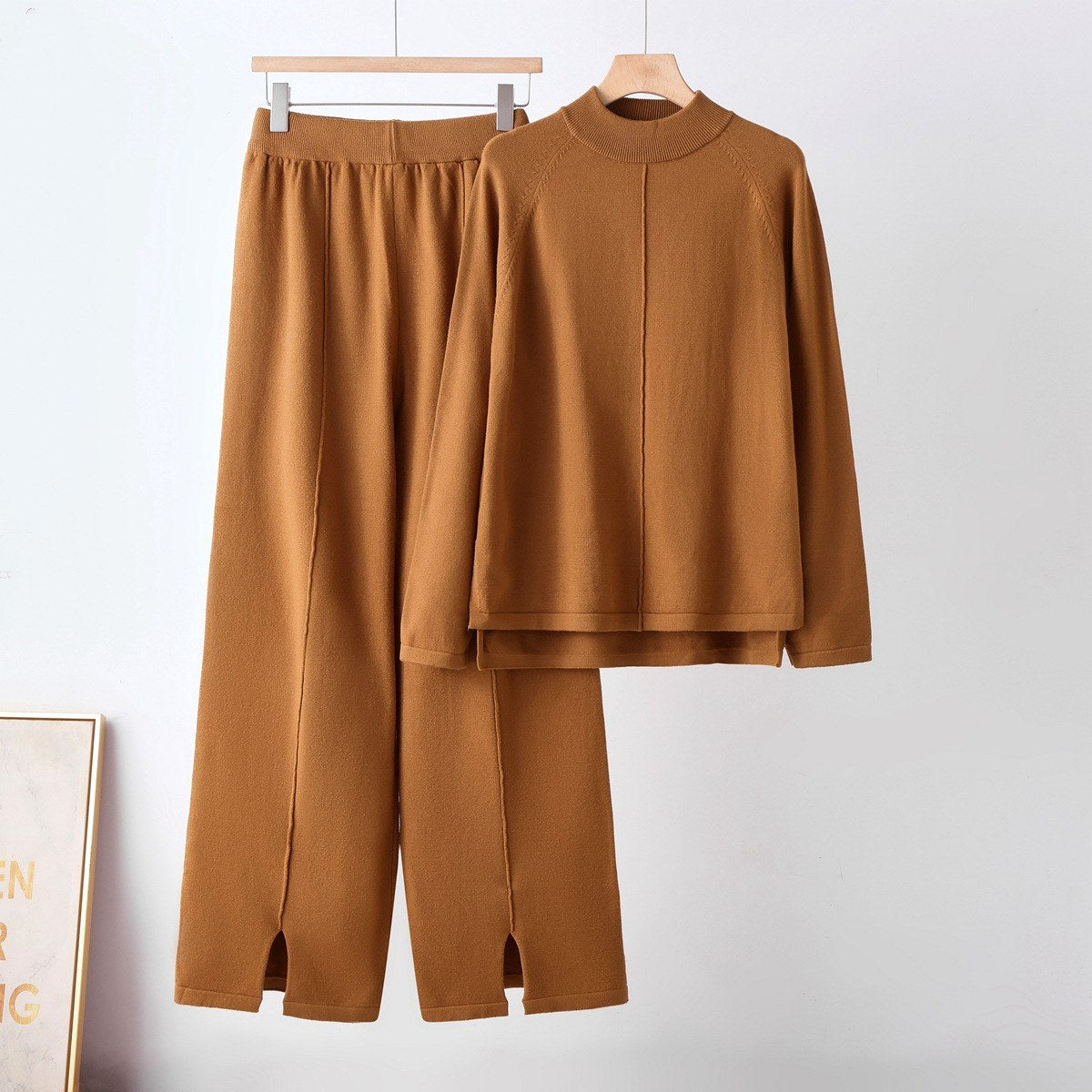 Evie - Women's Mock Neck Sweater and Wide-Leg Pants Set 5