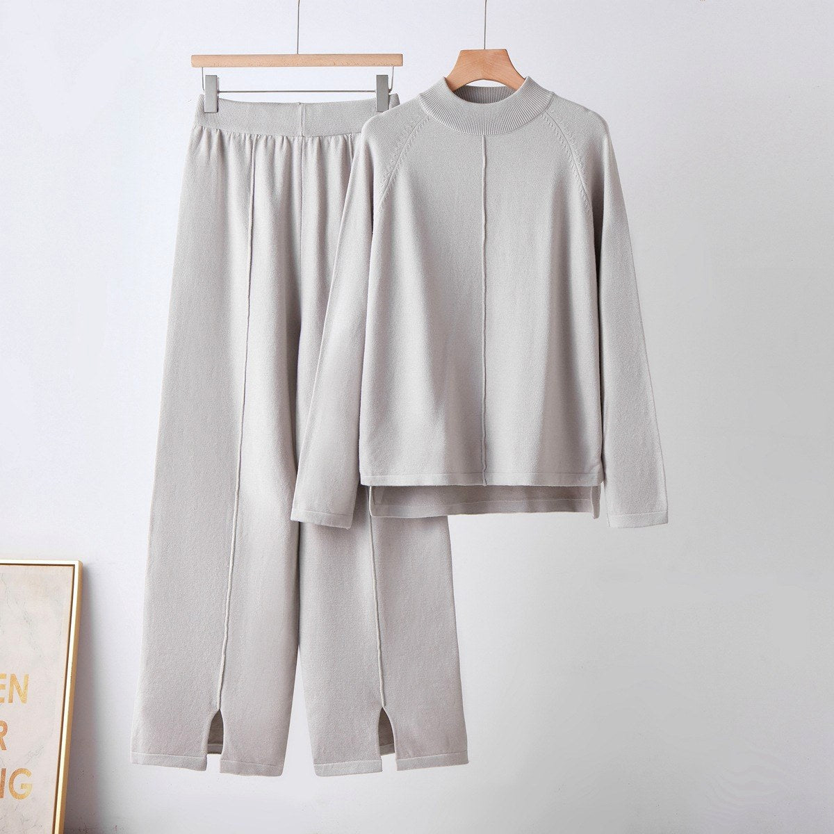 Evie - Women's Mock Neck Sweater and Wide-Leg Pants Set 6
