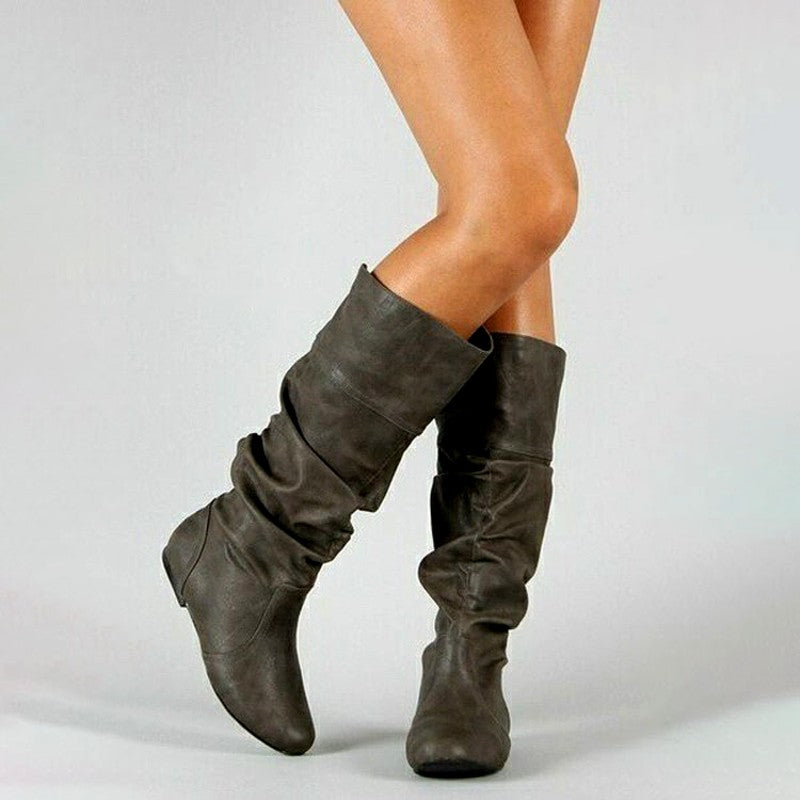 Evita - Women's Ruched Slouchy Mid-Calf Boots 3