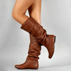 Evita - Women's Ruched Slouchy Mid-Calf Boots 4