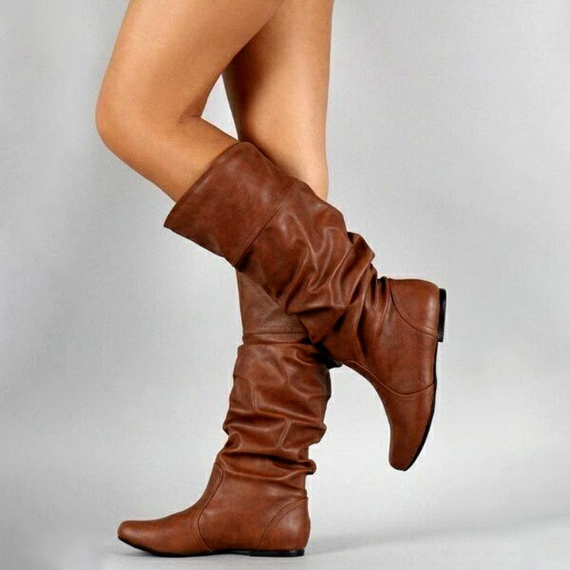 Evita - Women's Ruched Slouchy Mid-Calf Boots 4