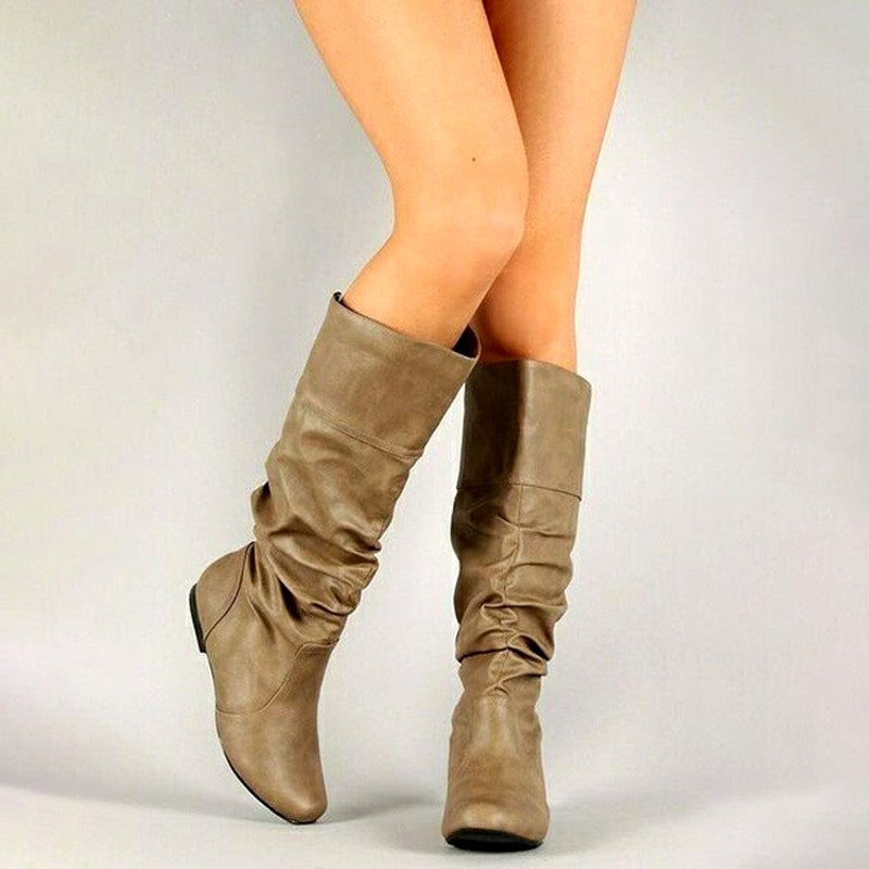 Evita - Women's Ruched Slouchy Mid-Calf Boots 5