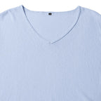 Evren - Men's Loose Fit Long Sleeve Cotton Linen V-Neck T-Shirt 10