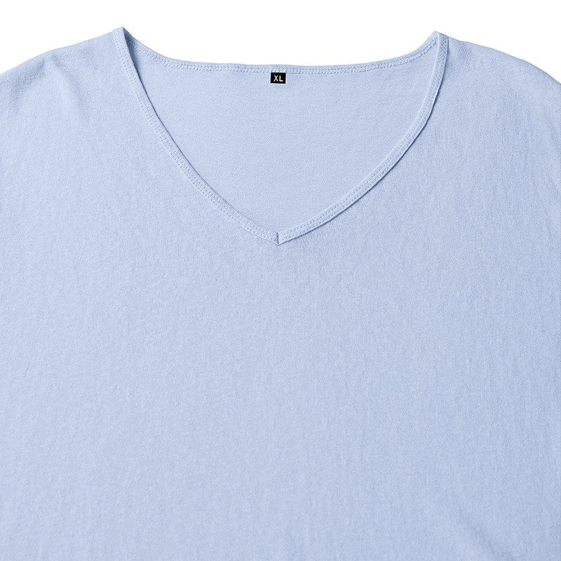Evren - Men's Loose Fit Long Sleeve Cotton Linen V-Neck T-Shirt 10