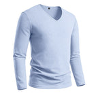 Evren - Men's Loose Fit Long Sleeve Cotton Linen V-Neck T-Shirt 8