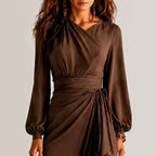 Fae - Women's Asymmetric Ruffle Long Sleeve Maxi Dress 2