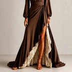 Fae - Women's Asymmetric Ruffle Long Sleeve Maxi Dress 3
