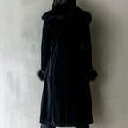 Felicia - Women's Velvet Longline Coat with Faux Fur Collar 4