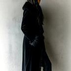 Felicia - Women's Velvet Longline Coat with Faux Fur Collar 6