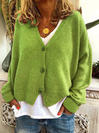Fiona - Women's Button-Front Cardigan with V-Neckline