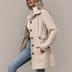 Fiona - Women's Button-Front Trench Coat with Belted Waist