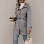 Fiona - Women's Button-Front Trench Coat with Belted Waist