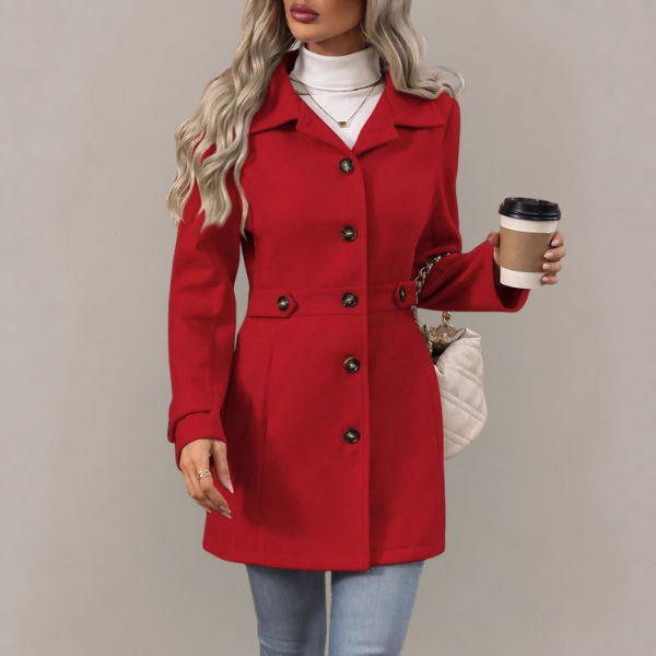 Fiona - Women's Button-Front Trench Coat with Belted Waist