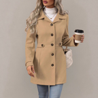 Fiona - Women's Button-Front Trench Coat with Belted Waist