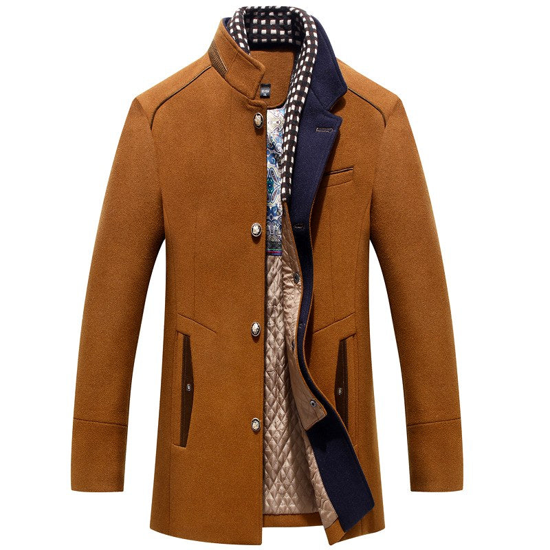 Fitzgerald - Men's Tailored Wool Coat with Plaid Detail 2