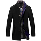 Fitzgerald - Men's Tailored Wool Coat with Plaid Detail 3
