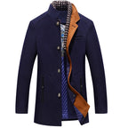 Fitzgerald - Men's Tailored Wool Coat with Plaid Detail 4