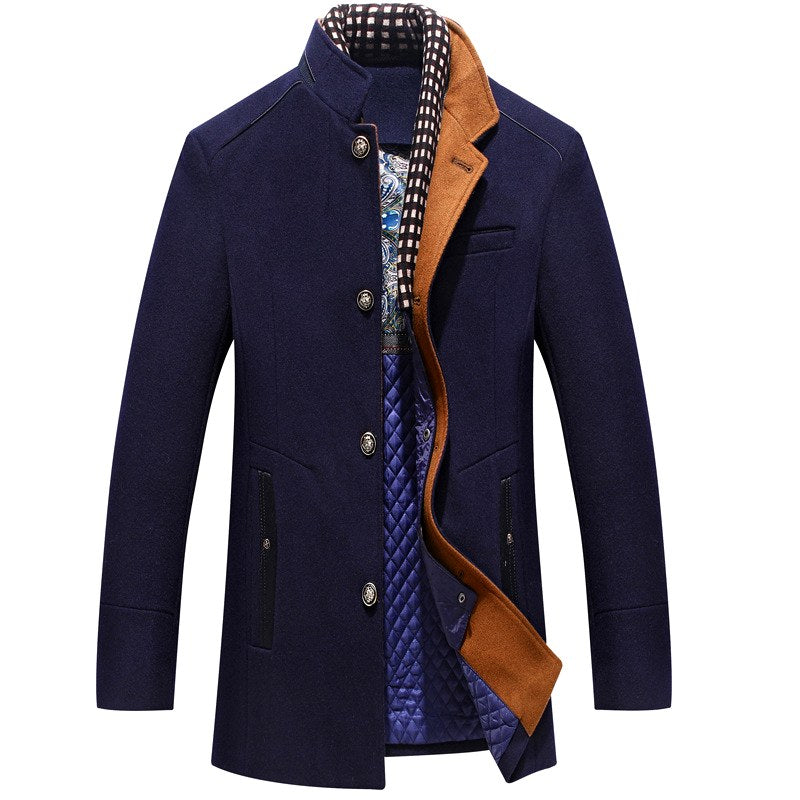 Fitzgerald - Men's Tailored Wool Coat with Plaid Detail 4