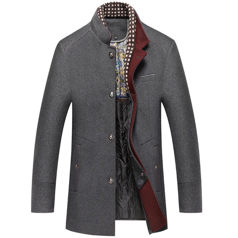 Fitzgerald - Men's Tailored Wool Coat with Plaid Detail 5