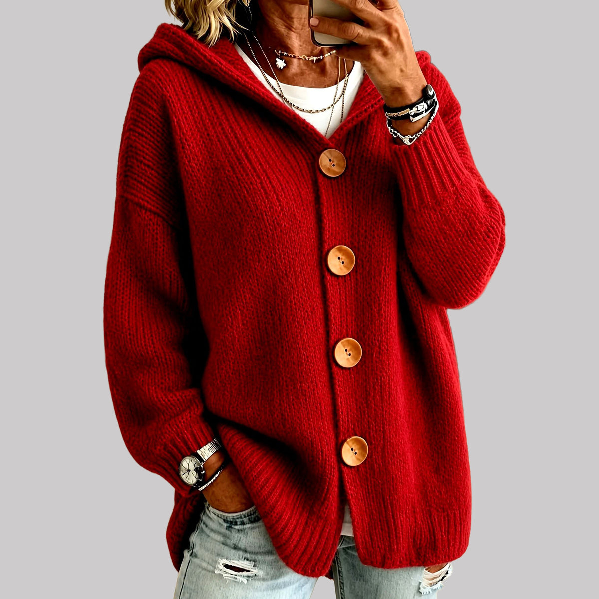 Florence - Women's Hooded Button Front Cardigan