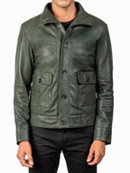 Frank - Men's Leather Bomber Jacket with Flap Pockets 5