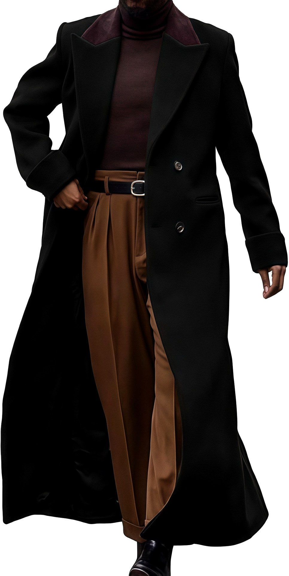 Franklin - Men’s Long Coat with Cuffed Sleeves 4