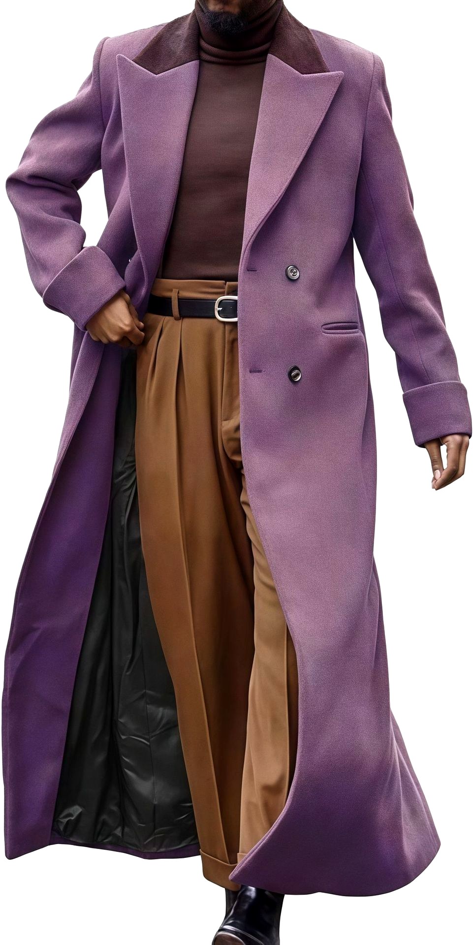 Franklin - Men’s Long Coat with Cuffed Sleeves 5