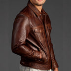 Freddie - Men's Button-Front Leather Jacket with Pockets 4