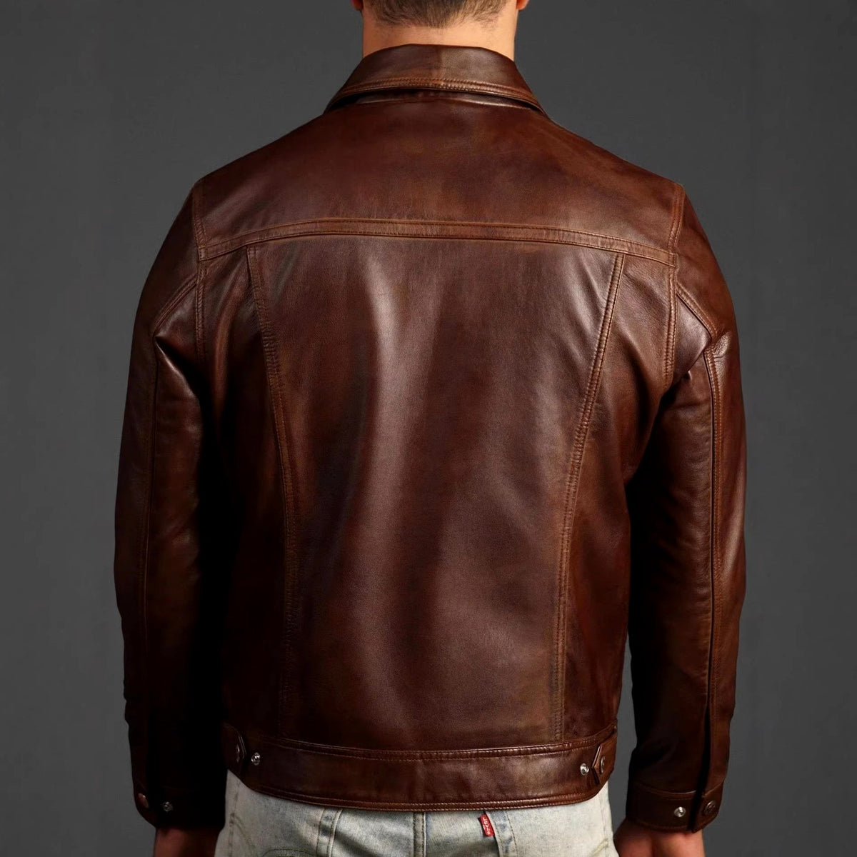 Freddie - Men's Button-Front Leather Jacket with Pockets 6