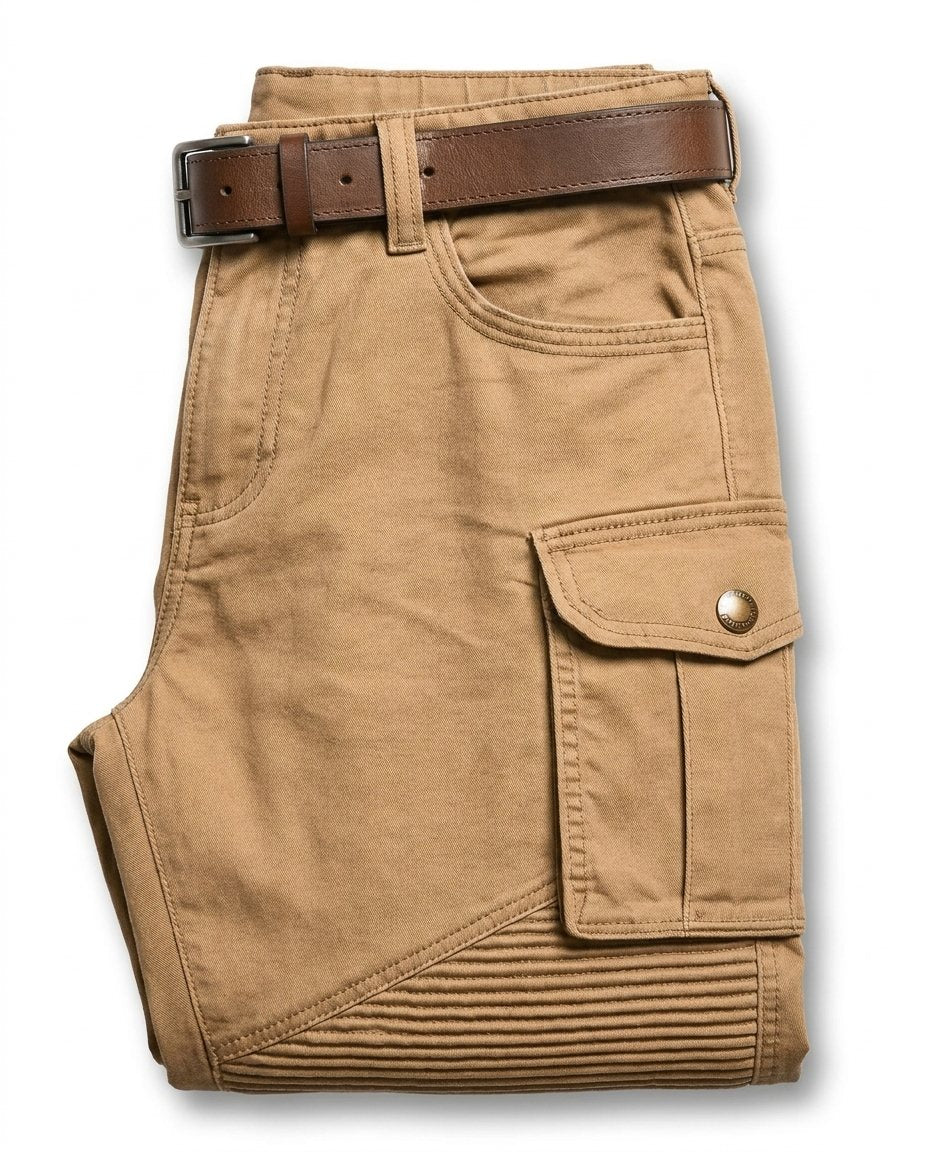 Gabriel - Men's Cargo Trousers with Ribbed Knee Panels
