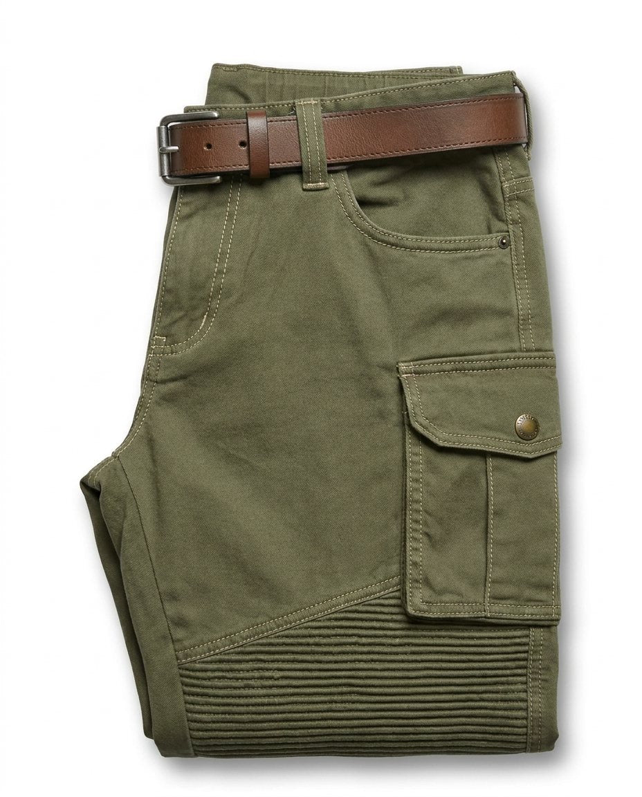 Gabriel - Men's Cargo Trousers with Ribbed Knee Panels