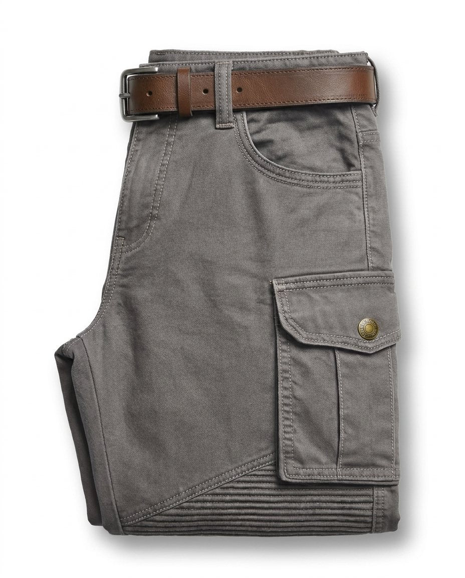 Gabriel - Men's Cargo Trousers with Ribbed Knee Panels