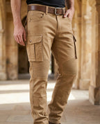 Gabriel - Men's Cargo Trousers with Ribbed Knee Panels