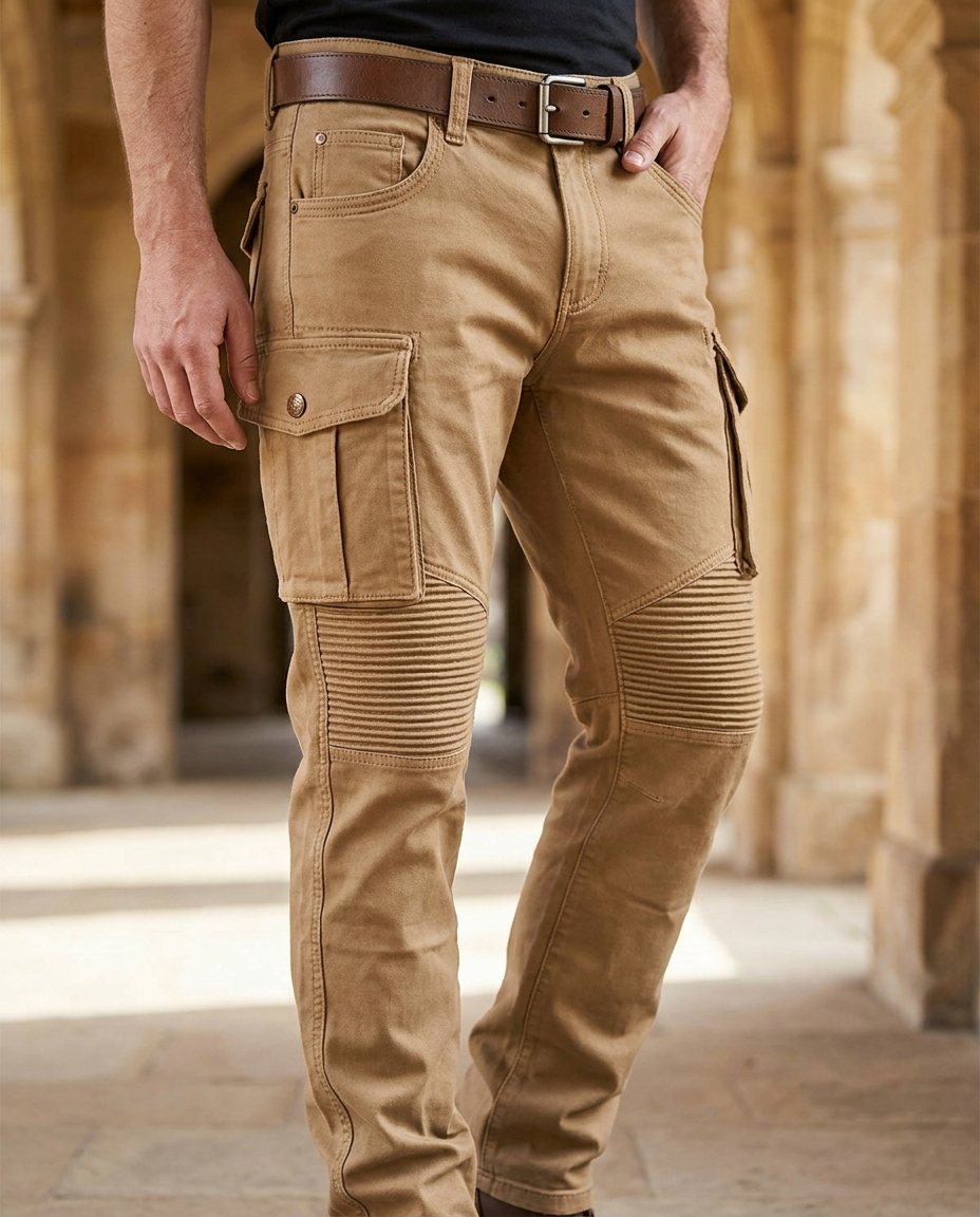 Gabriel - Men's Cargo Trousers with Ribbed Knee Panels