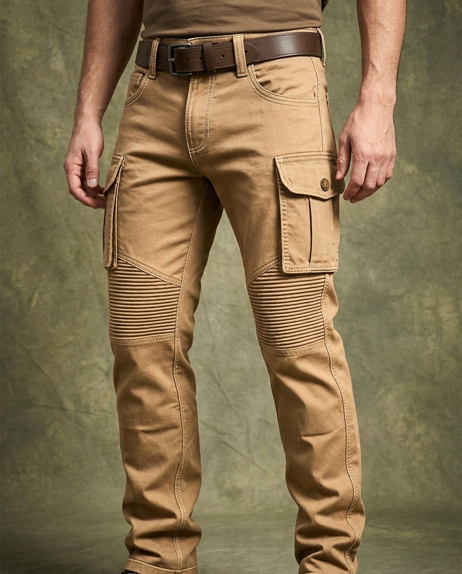 Gabriel - Men's Cargo Trousers with Ribbed Knee Panels